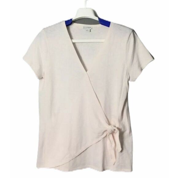 J. Crew Tie Wrap T Shirt Womens Size Small Subtle Pink V neck Short Sleeve NWOT - Picture 2 of 9